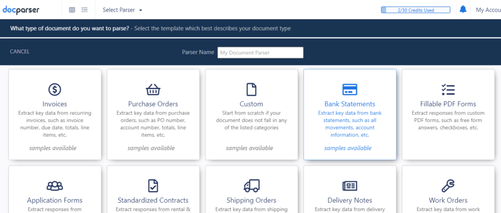 Docparser Bank Statement Data Parser