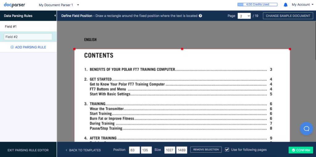 PDF to Word - Create Parsing Rule